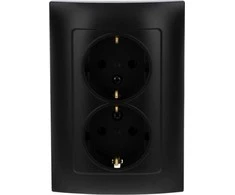 Kontakt Simon CGSZ2/49 Simon 10 Schuko dvigubas kištukinis lizdas 16A, 250V, varžtiniai gnybtai matiniai juodi CGSZ2/49