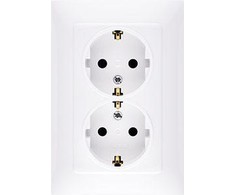 Kontakt Simon CGSZ2/11 Simon 10 dvigubas lizdas SCHUKO baltas 16A 250V IP20 CGSZ2/11