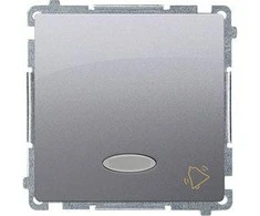 Kontakt-Simon Bell mygtukas Simon Basic single su vidiniu apšvietimu 10AX 250V sidabro kilimėlis (BMD1L.01 / 43)