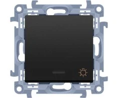 Kontakt-Simon Light mygtukas Kontakt-Simon Simon 10 CS1L.01/49 su LED foniniu apšvietimu, 10AX modulis, 250V~, sraigtiniai gnybtai, matinė juoda