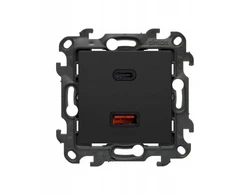 Kontakt-Simon Simon 24 Įkroviklis USB podwójna juoda mat NEC2CAQ.01/49