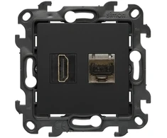 Kontakt-Simon Simon 24 Lizdas HDMI 2.1 + komputerowe RJ45 kat.6. juoda mat NGH21RJ45.01/49