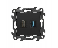 Kontakt-Simon Simon 24 Lizdas HDMI 2.1 + USB 3.0 juoda mat NGHDUSB3.01/49