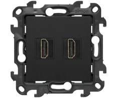 Kontakt-Simon Simon 24 Dvigubas HDMI 2.1 lizdas juodos matinės spalvos NGHDMI221.01/49