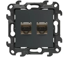 Kontakt Simon Susisiekite su Simonu Simonu 24 Lizdas kompiuterio dvigubas RJ45 6 kategorijos grafitas matinis N62.01/38
