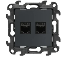 Kontakt Simon Susisiekite su Simonu Simonu 24 Lizdas kompiuterio dvigubas RJ45 5e kategorijos grafito matinis N52.01/38