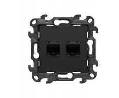 Kontakt Simon „Contact-Simon Simon“ 24 Lizdas kompiuterio dvigubai ekranuotas RJ45 6 kategorijos, su apsauga nuo dulkių, juoda kilimėlis N62E.01/49