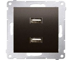 Kontakt-Simon Simon 54 įkroviklis 2xUSB 2.1A 5V / DC Brown Mat (DC2USB.01 / 46)