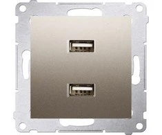 Kontakt-Simon Simon 54 Charger 2xUSB 2.1A 5V / DC Gold Mat (DC2USB.01 / 44)