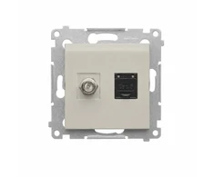 Kontakt-Simon Simon 54 antenos lizdas tipo F + RJ45 kat.6 (modulis) kašmyro spalvos (DASFRJ45.01/42)