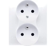 Kontakt-Simon Simon 54 Dvigubas maitinimo lizdas su fazių nekintamumo funkcija su langinėmis 16A 250V balta 68mm skersmens dėžutei DGZ2TZ/11