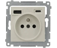 Kontakt-Simon Simon 54 Kištukinis lizdas su integruotu USB C+A įkrovikliu (modulis), 2.1 A, 5 V DC, 230 V kašmyro (DGZ1ZUSB2CA.01/42)