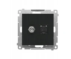 Kontakt Simon GN.ANTE."F"+RJ45 K.6 MATINĖ JUODA SIMON55