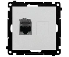 Kontakt Simon Simon 55 Lizdas komputerowe pojedyncze RJ45 kategoria 6, su przesłoną przeciwkurzową (moduł) Aliuminio mat T61.01/143