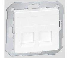 Kontakt-Simon Simon 82 Apima dvipusio elektroninio lizdo 2xRJ butas su adapteriu ir balta diafragma (82006-30)