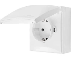 Kontakt-Simon Simon Aquaclick IP44 lizdas, Schuko, viengubas, greitos jungtys, baltas atvartas ACGSZ1C/11