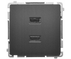 Kontakt Simon Simon Basic Įkroviklis 2 x USB (moduł), 2.1 A, 5V DC, 230V juoda BMC2USB.01/49