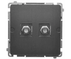 Kontakt Simon BMAF2.01/49 Simon Basic F tipo antenos lizdas, dvigubas, matinės juodos spalvos BMAF2.01/49