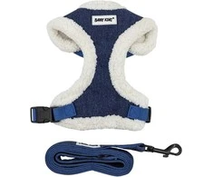 Kontext Rinkinys, szelki+smycz, šuniui, tamsiai mėlyna, jeans, dydis M
