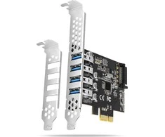 Axagon PCI-Express kortelė su keturiais išoriniais USB 3.2 Gen1 jungtys su dviguba galia. Renesas mikroschemų rinkinys. Standartinis ir žemas profilis.