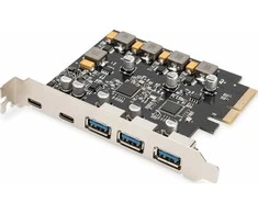 Reguliatorius Digitus USB valdiklis 3.1 DIGITUS PCie - 2x USB C / 3x USB A 3.1 Gen.2 10Gbps, Chipset ASM1142