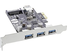 Kontroler InLine® 3+1 prievadas USB 3.0 pagrindinio kompiuterio valdiklis PCIe su SATA maitinimu ir LP laikikliu
