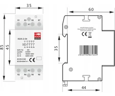 Koop Elektro Modulinis kontaktorius 25-04 25A 4NC 230V 2P 3-FAZ IS25-2-04
