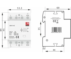 Koop Elektro Modulinis kontaktorius 63-40 63A 4NO 230V 3P 3-FAZ IS63-3-40
