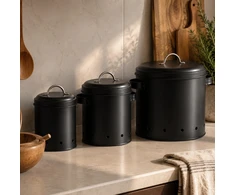 Koopman 3 metalinių indų su dangteliais rinkinys, Ø 12–23,5 cm