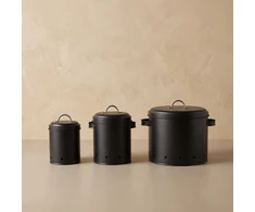 Koopman 3 metalinių indų su dangteliais rinkinys, Ø 12–23,5 cm