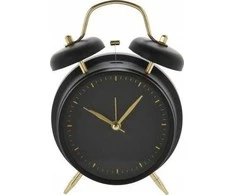 KOOPMAN CLASSIC Klasikinio stiliaus žadintuvas su auksiniais antgaliais, metalinis, Ø 12 cm