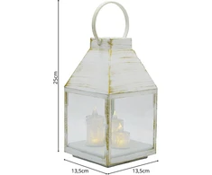 Ambiance Light Koopman Latarnia lampion adwentowy roraty LED 25cm 3 świece timer balta