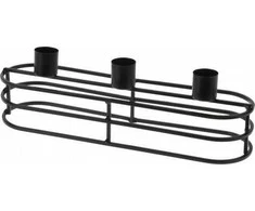 KOOPMAN Home Styling Collection Žvakidė Metalinė Juoda 3 Žvakėms 29,5x8,5x9,5 cm
