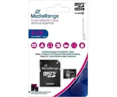 Atminties kortelė Kortelė MediaRange MR957 MikroSDHC 8 GB klasė 10 UHL- (MR957)