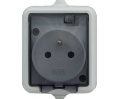 Kos Elektro System 121432 HYDRO Vienas hermetiškas lizdas su/be IP44 su dūmų sklende balta 121432