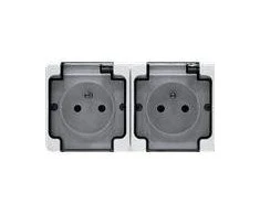 Kos Elektro System KOS Dvivietis lizdas Brisis Hermetiška įžeminimo veržlė 16A IP44 balta (181436)