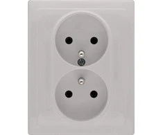 Kos Elektro System KOS Dvivietis lizdas KOS 66 žemės 16A 250V aliuminio (66036)