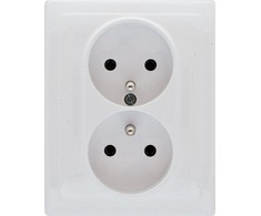 Kos Elektro System KOS Dvivietis lizdas KOS 66 žemės 16A 250V baltos (660436)