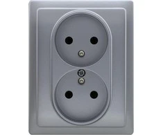 Kos Elektro System KOS Dvivietis lizdas su 16A aliuminio (514036)