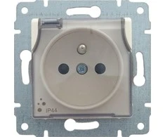 Kos Elektro System KOS Vieno Vena lizdas hermetiškas žemės plyšys 16A 250V IP44 kreminės (510339)