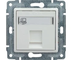 Kos Elektro System KOS Vena vienas RJ45 kompiuterio lizdas, neekranuotas, etiketė balta (510465)