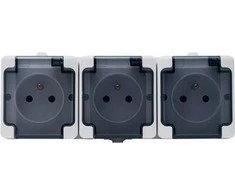 Kos Elektro System KOS Kištukinis trigubas Bryza hermetikos atlankos pagrindas 16A IP44 balta (181440)