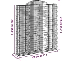 Išlenkti gabiono krepšiai, 12vnt., 200x50x220/240cm, geležis