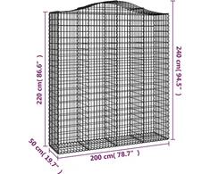Išlenkti gabiono krepšiai, 8vnt., 200x50x220/240cm, geležis
