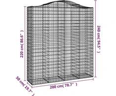 Išlenkti gabiono krepšiai, 9vnt., 200x50x220/240cm, geležis