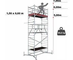 KRAUSE RUSZTOWANIE CLIMTEC KOMPLETNE 7m ALUMINIOWE BAZOWE+ 2 KONDYGNACJE