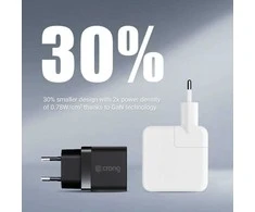 Crong Ultra Compact GaN – sieninis įkroviklis 2x USB-C maitinimo tiekimas 35 W (juodas)