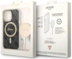 Apple iPhone 13 Pro Max Guess dėklas 4G Print MagSafe + Belaidis Įkroviklis (GUBPP14LHMEACSH) juodos spalvos