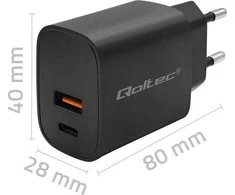 Adapteris Įkroviklis gan power pro 1xusb-c 1xusb 30w 5-20v 1.5-3a juodas Qoltec