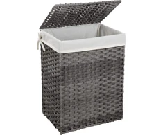 Songmics Skalbinių krepšys polyrattan 90 L pilkas